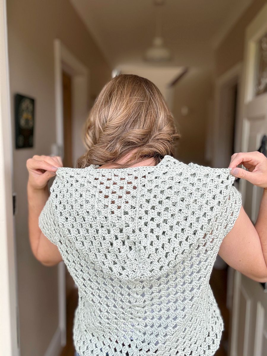 Top Down Crochet Granny Stitch Hoodie Pattern Adult Sizes product image (7)
