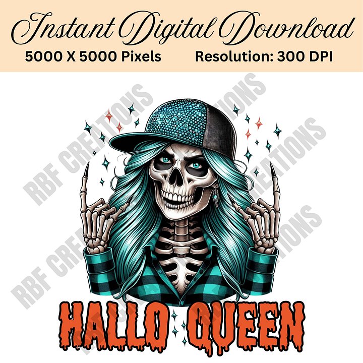 Halloween Skeleton Woman Clipart, Spooky Girl Digital Download, Hallo Queen PNG, Sublimation Design for Shirts, Fall Goth Graphic product image (1)