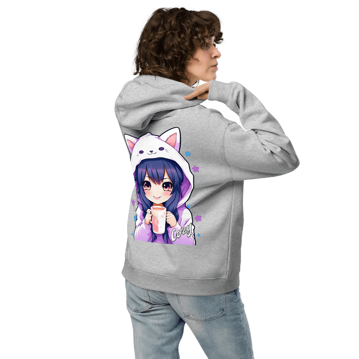 Cozy Kawaii Anime Girl - Premium Hoodie - Athletic Heather - Back Printed Design product image (2)