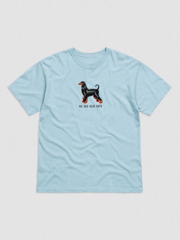 No Bad Hair Days T-Shirt(Embroidered) of an Afghan Hound(Black & Tan) product image (33)