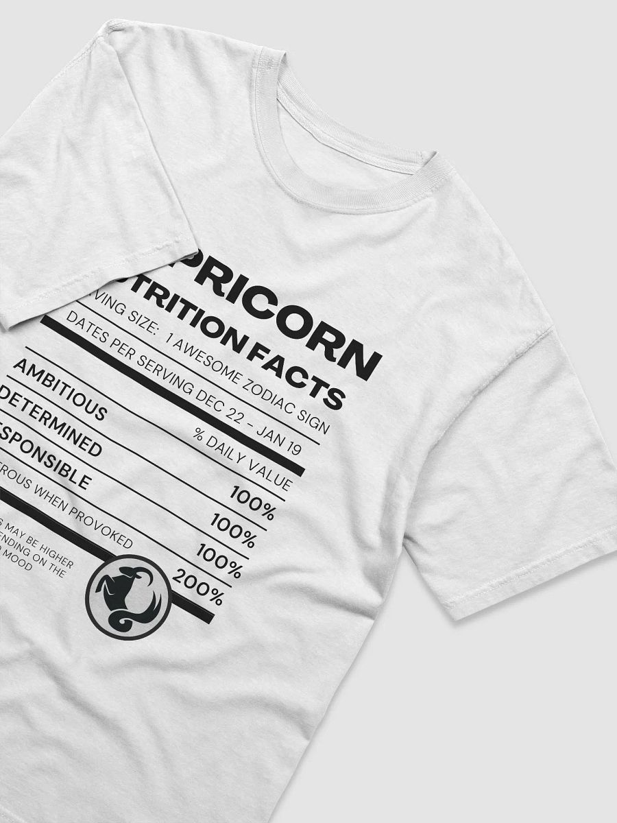 Capricorn Nutrition Facts T-Shirt (Black Writing) product image (15)