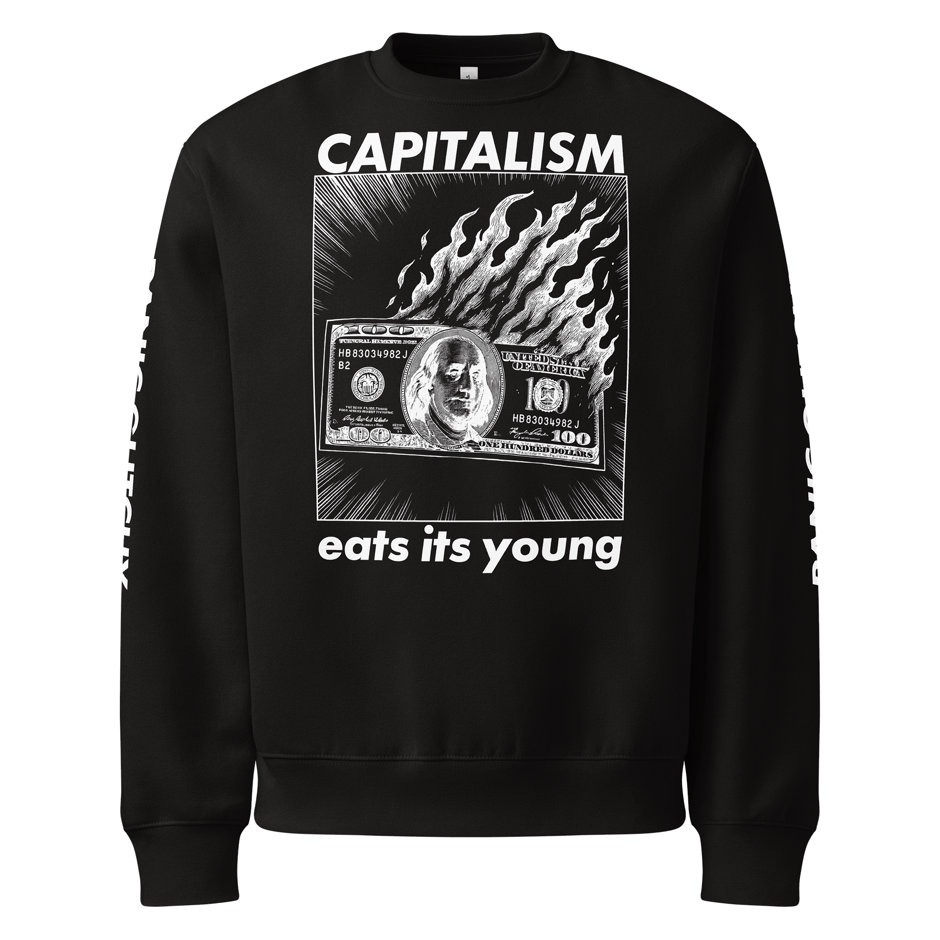 Capitalism Eats its Young Dark-Mode Oversized Sweatshirt product image (1)