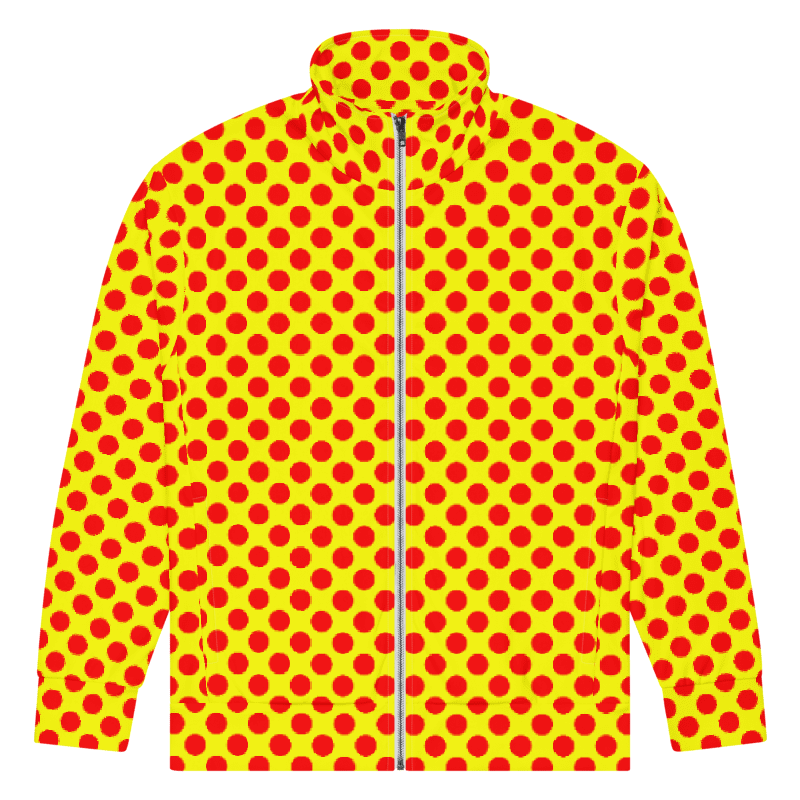 Red Polka Dots on Yellow Unisex Track Jacket product image (3)