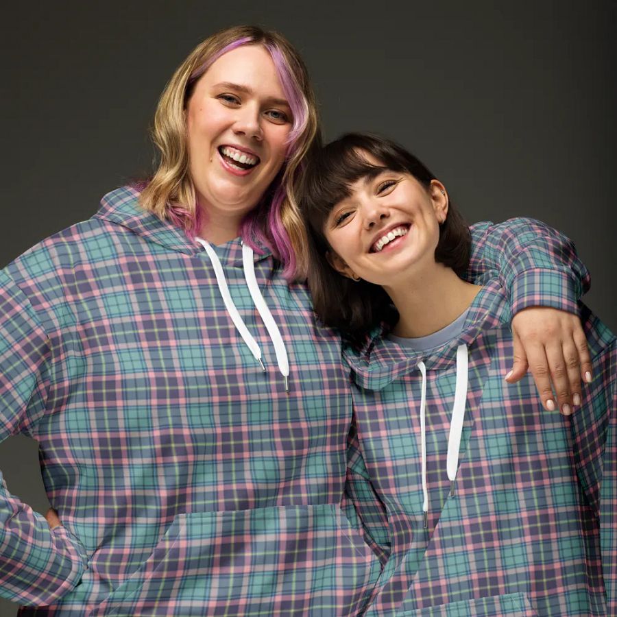 Light Green, Purple, and Pink Plaid Hoodie product image (3)