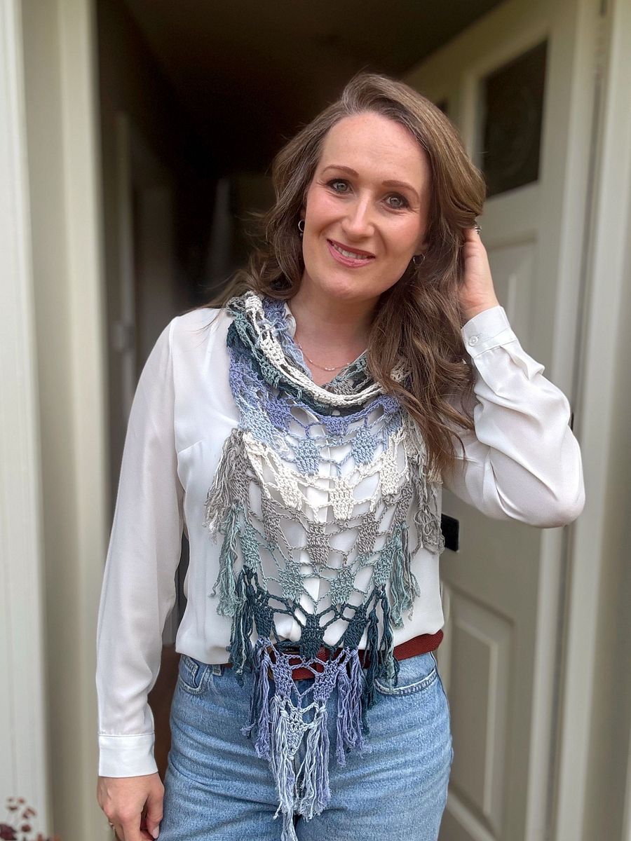Sea Glass Bandana Crochet Cowl Scarf Pattern product image (7)