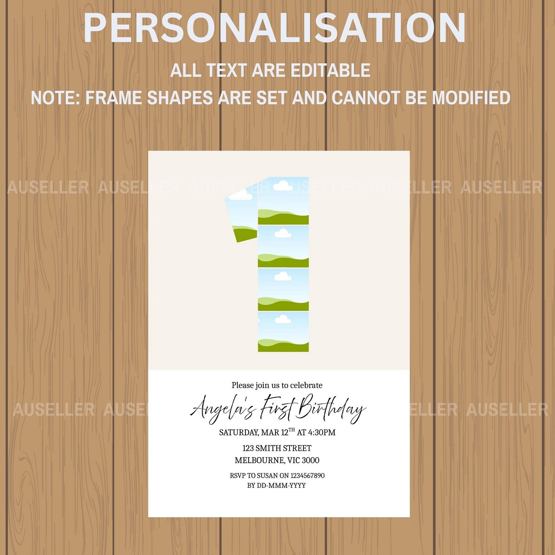 1st Birthday Photo Collage Editable Invitation Template product image (5)