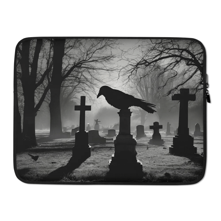 Ravens Rest Laptop Sleeve Goth Cemetery Grave Shadows Creep Dark Art Cover Art product image (2)