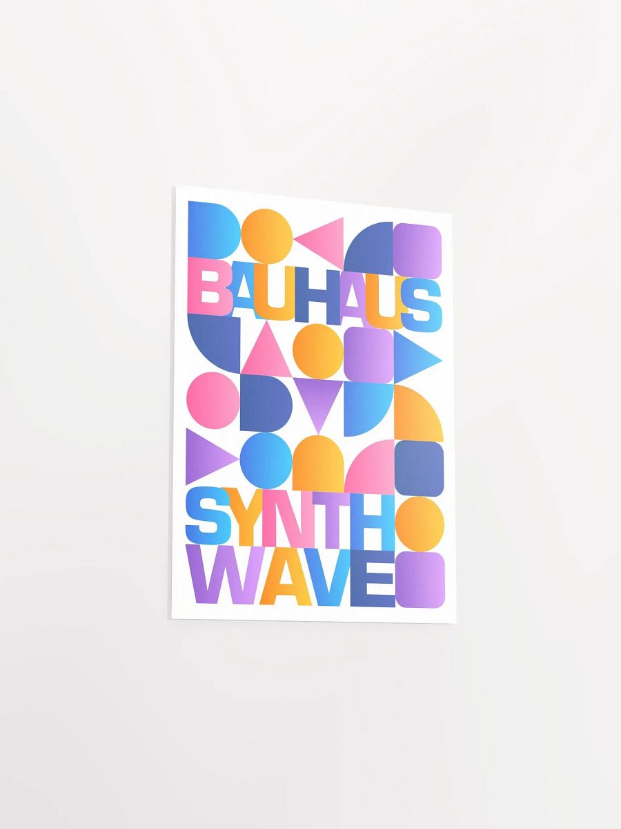 Synthwave Bauhaus Rainbow poster #1 (pink-blue-yellow) — abstract poster product image (8)