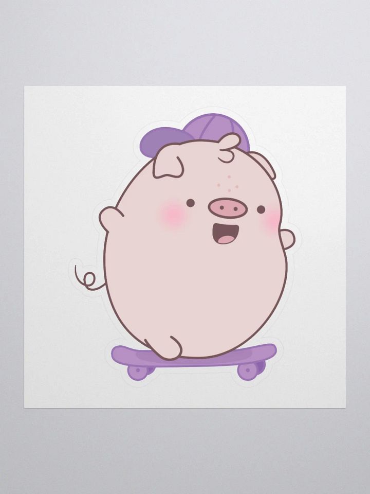 Mason The Skateboarder Kawaii Pig Kiss Cut Sticker product image (2)