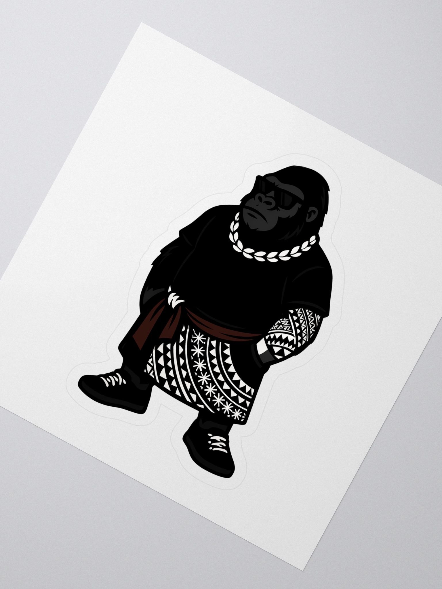 Samoan Gorilla Kiss-Cut Sticker – Tribal Lava Lava Urban Island Design | Polynesian Streetwear Vibes by ASP Apparel product image (2)