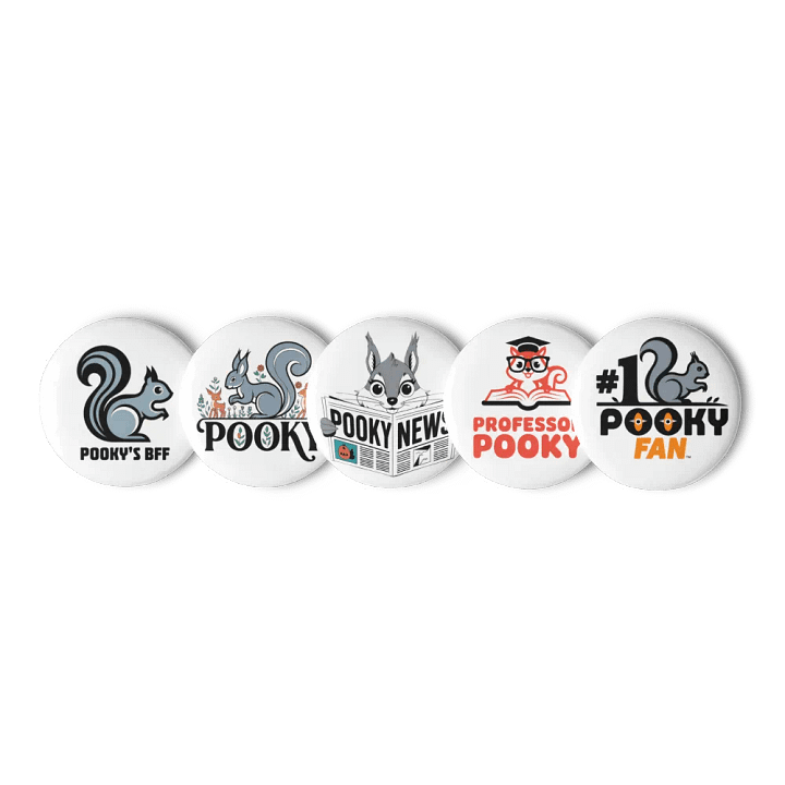 Original Pooky Artwork Buttons: Set of Five -P product image (1)