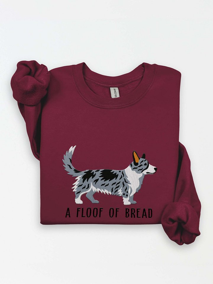 A Floof of Bread Sweatshirt (Embroidered) of a Cardigan Welsh Corgi(Blue Merle) product image (1)