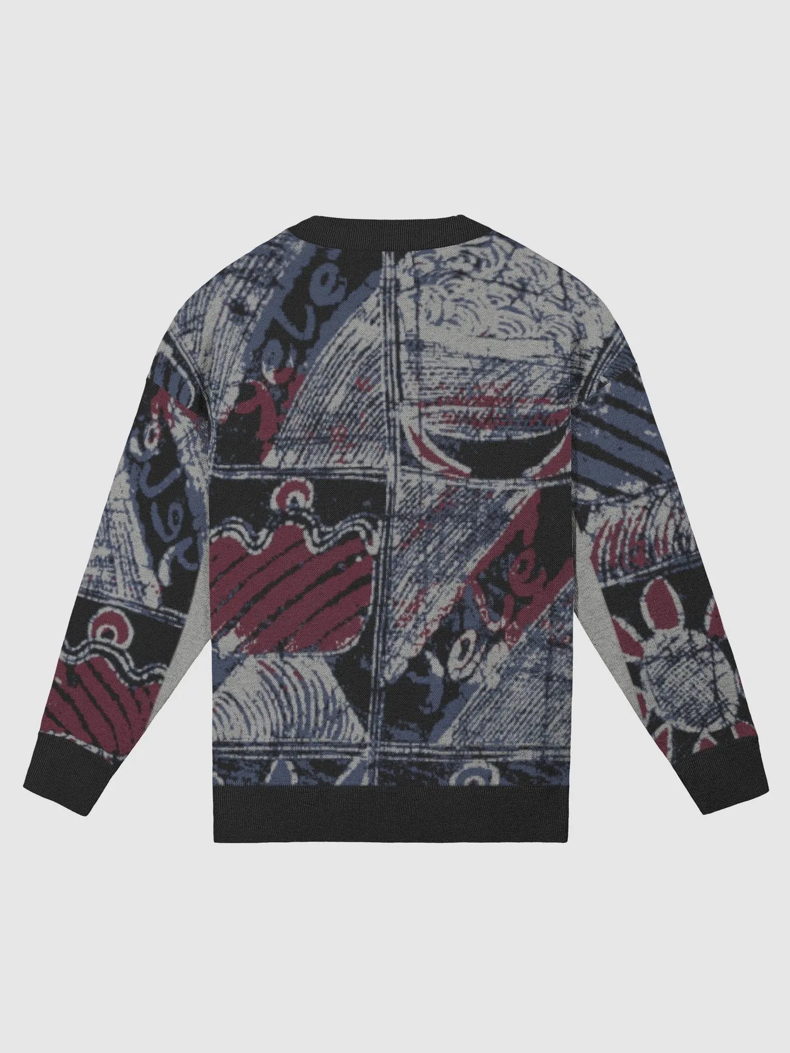 Exclusive Festivity Print Knit Sweater by Yelé - Celebratory Symbols with Elegant Black Trims product image (9)