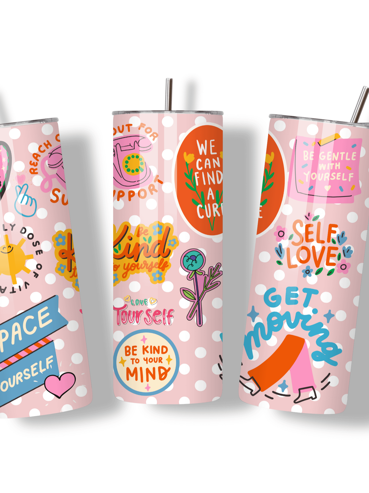 Inspirational Quotes 20oz Skinny Tumbler, Motivational Design, Double-Walled Insulated Stainless Steel, Metal Straw, Gift for Women, Teens, and Positivity product image (2)