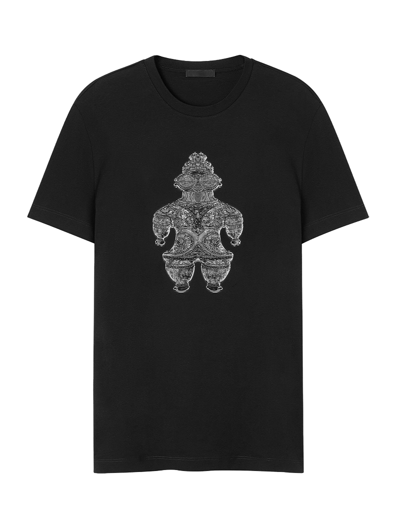 Sculptural Metallic Print T-Shirt