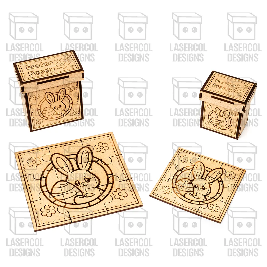 Easter Bunny Puzzle With Box Set 4 (2 Sizes) - Laser Cut Files product image (6)