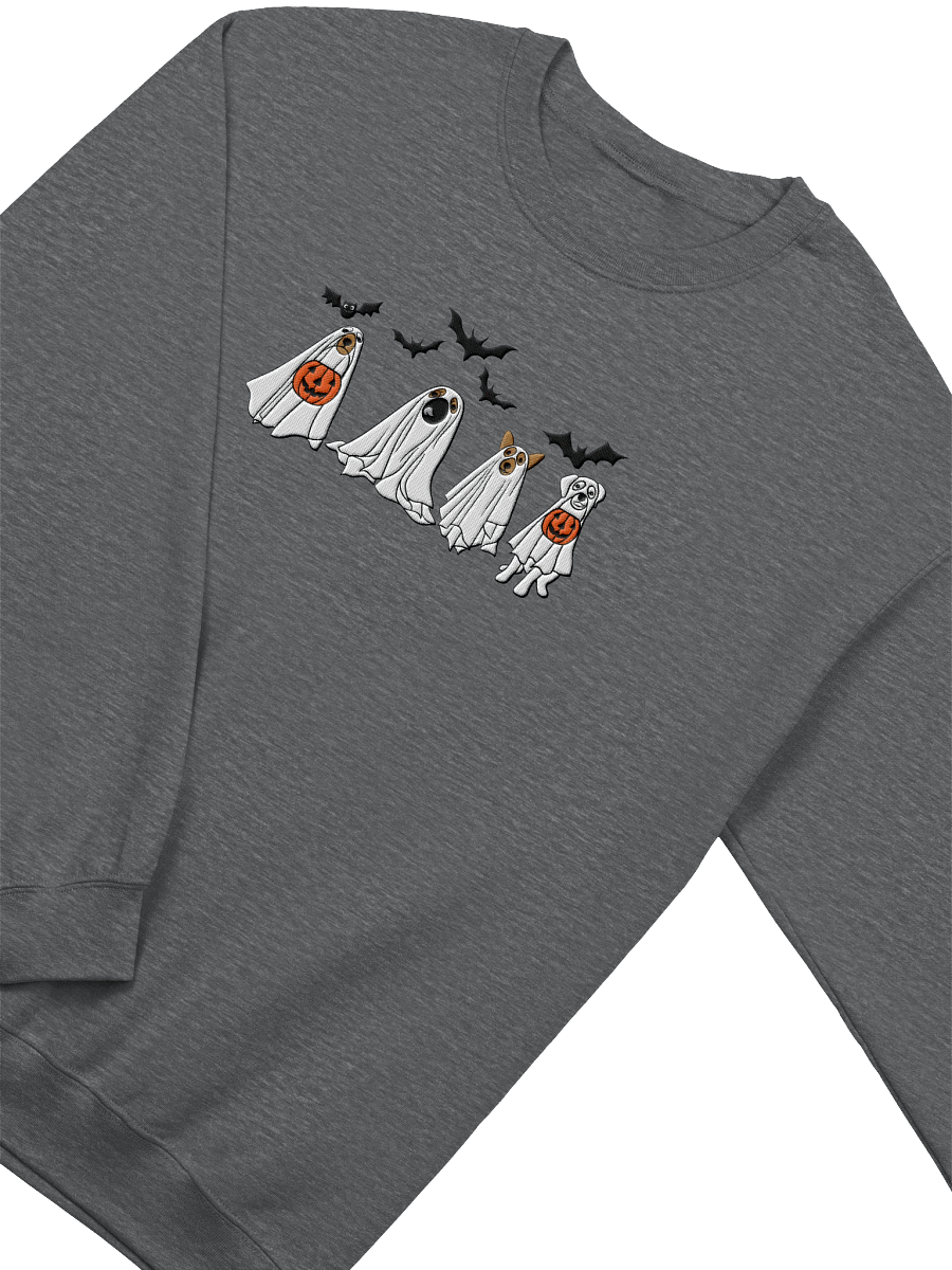Embroidered Ghost Dogs Sweatshirt, Halloween Ghost Dogs Embroidered Sweater, Halloween Embroidery Sweatshirt, Unisex Sweatshirt product image (32)