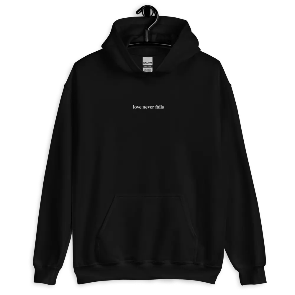 Minimalistic Unisex Love Never Fails Embroided Hoodie (White Embroided) product image (11)