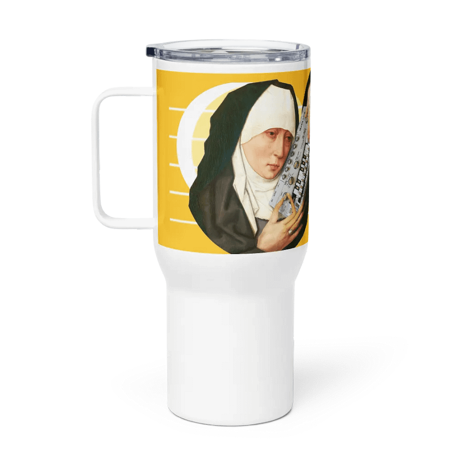 Mater Dolorosa meets Roland TB 303 by Frank Fonik Techno EDM Travel Mug with Handle product image (4)