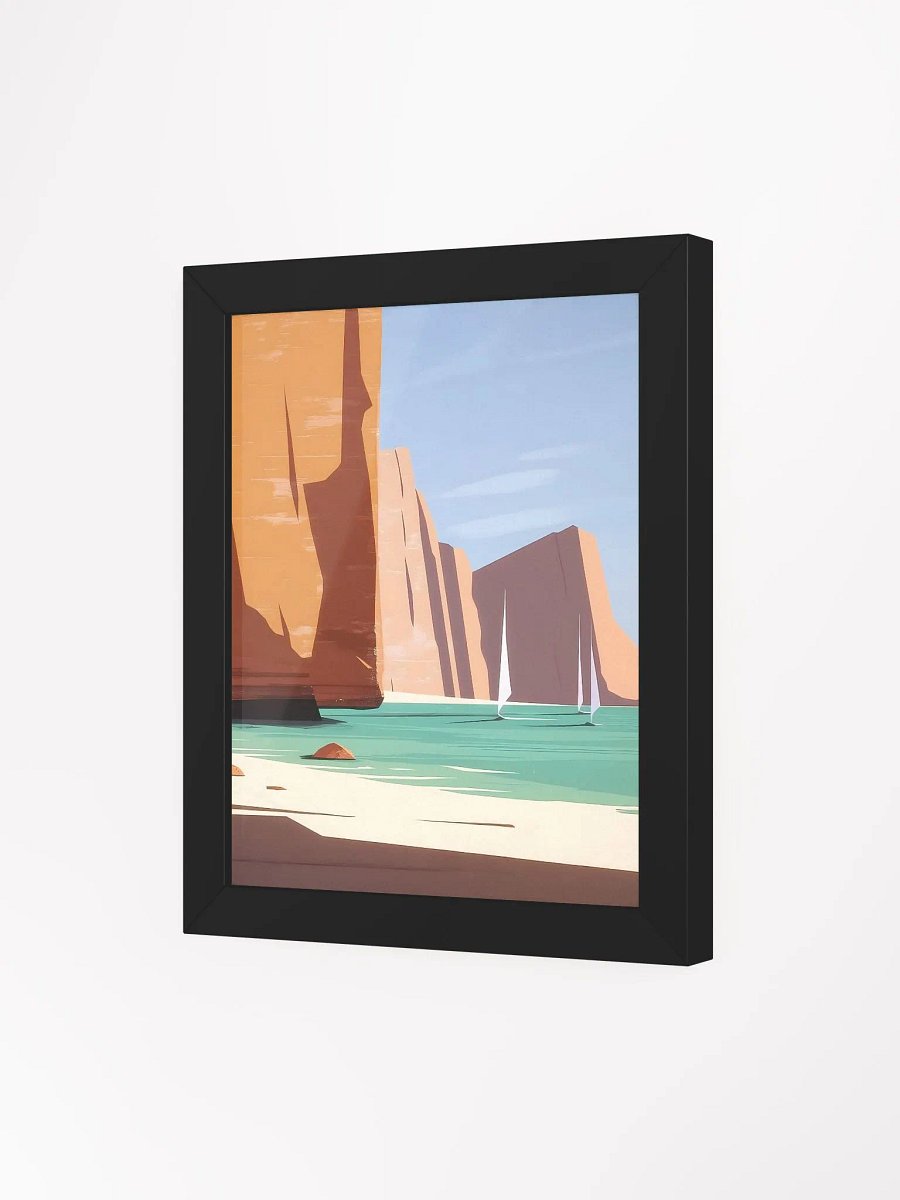 Framed Poster of Sailboats by the Cliffs product image (3)