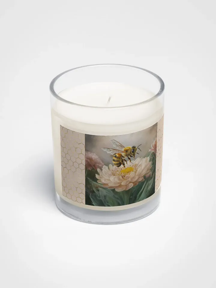 Honeybee on Cream Colored Flower Soy Wax Candle product image (2)