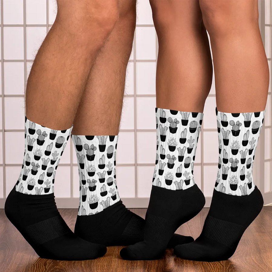 Line Art Cacti Pattern Socks product image (10)