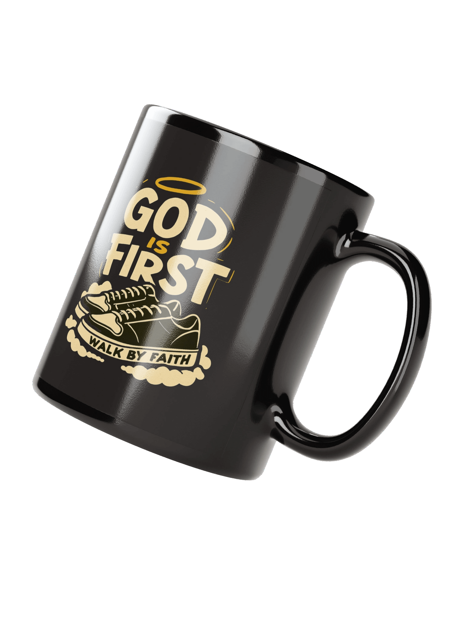 "God Is First, Walk by Faith" Black Ceramic Mug product image (2)