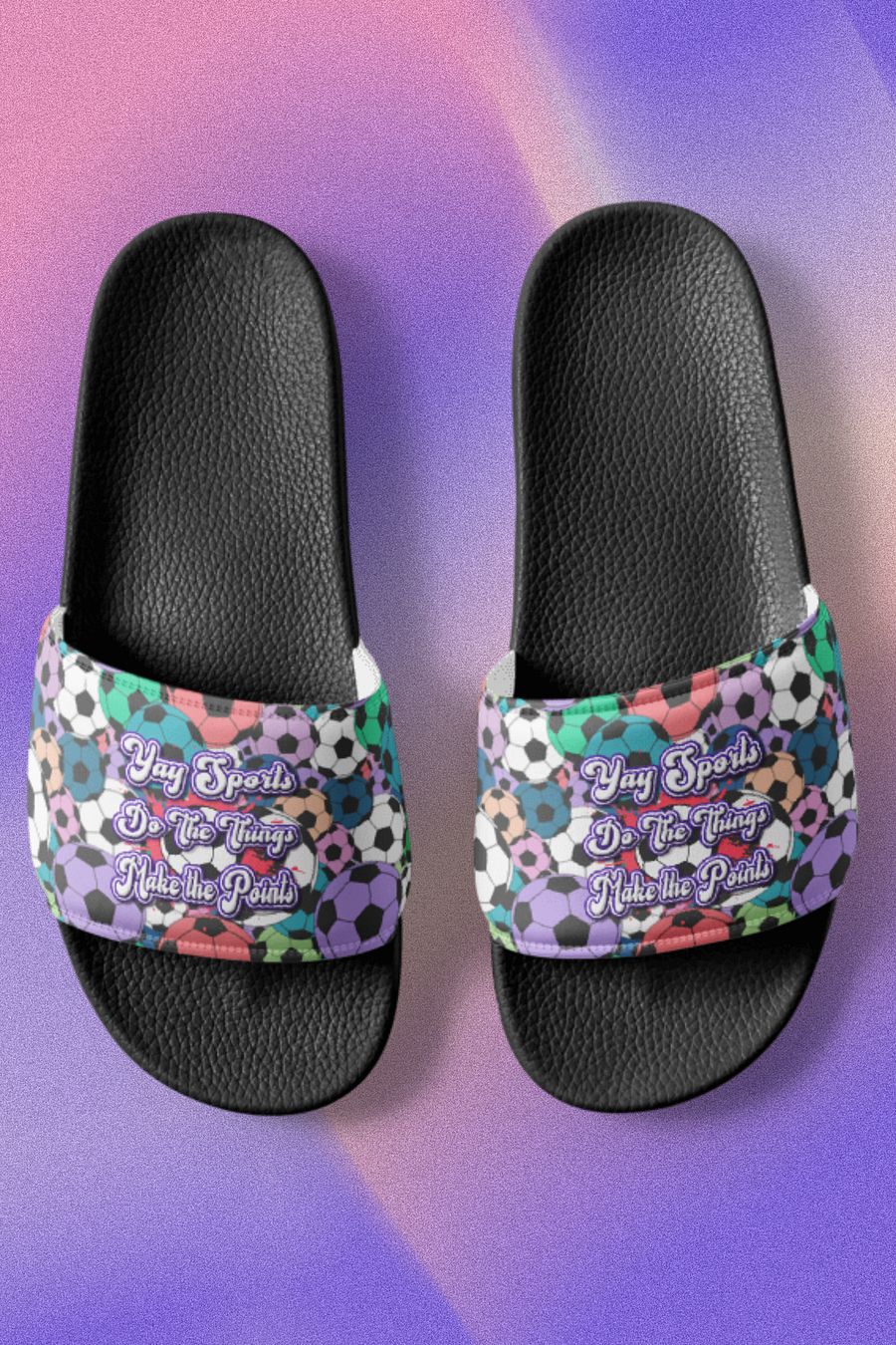 Yay Sports Soccer Football All Over Print Slip On Slides product image (1)