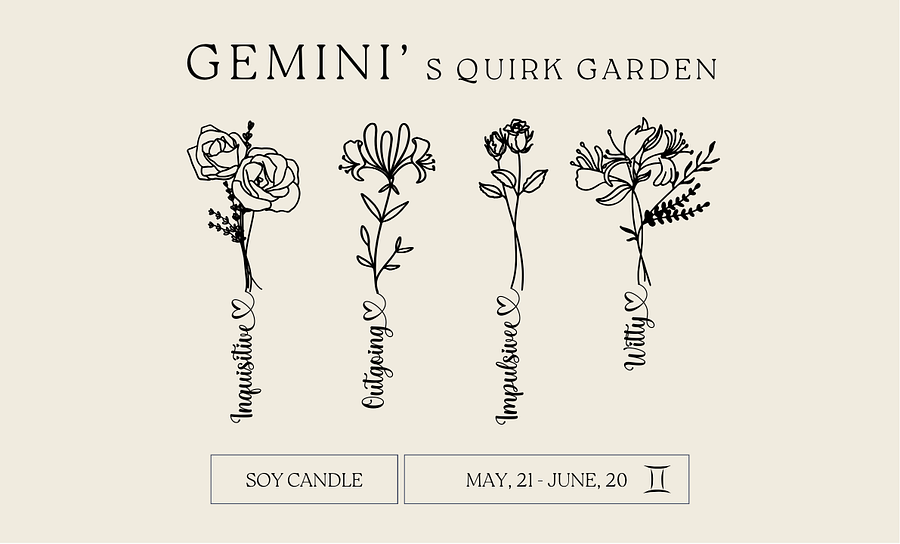 Minimalist Month Flower Gemini Vegan Soy Wax Candle product image (5)
