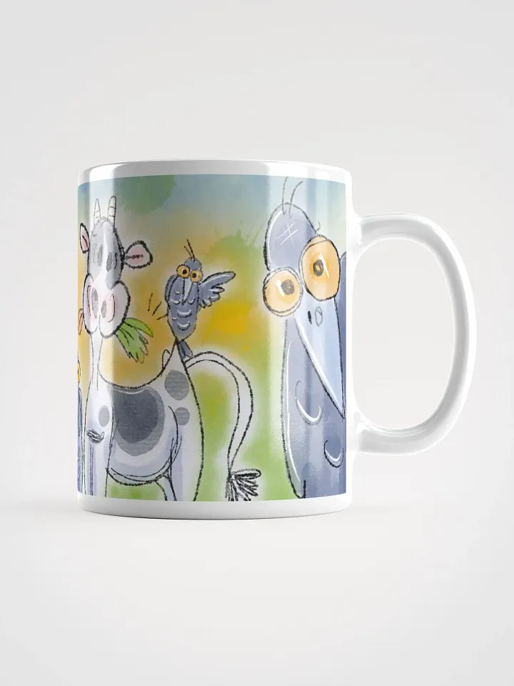 Funny Cow with Crow Friends Glossy Mug product image (2)