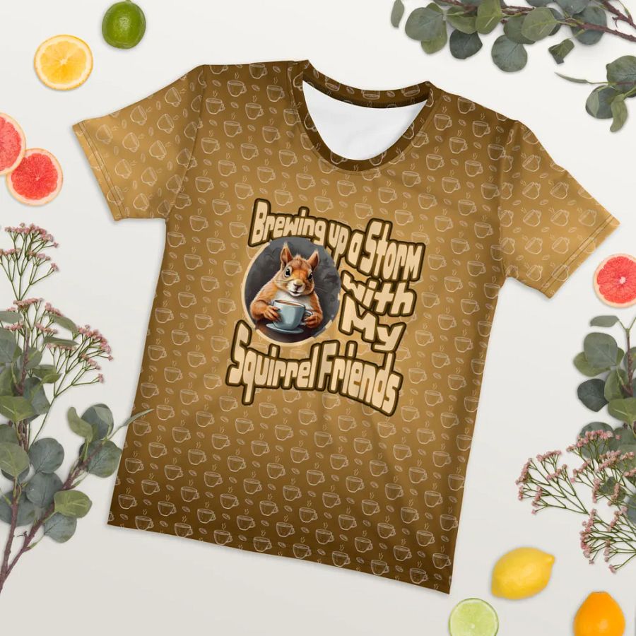 Brewing up a Storm with my Squirrel Friends All Over Print T-shirt product image (7)