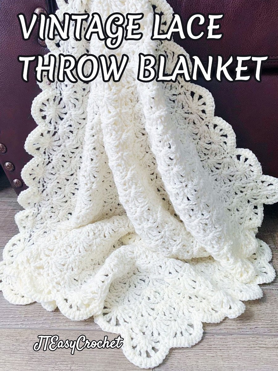 Retro Lace Throw Blanket Easy Crochet Pattern PDF Instant Download, Newborn Coming Home Carseat Stroller Cover Lap Afghan product image (6)