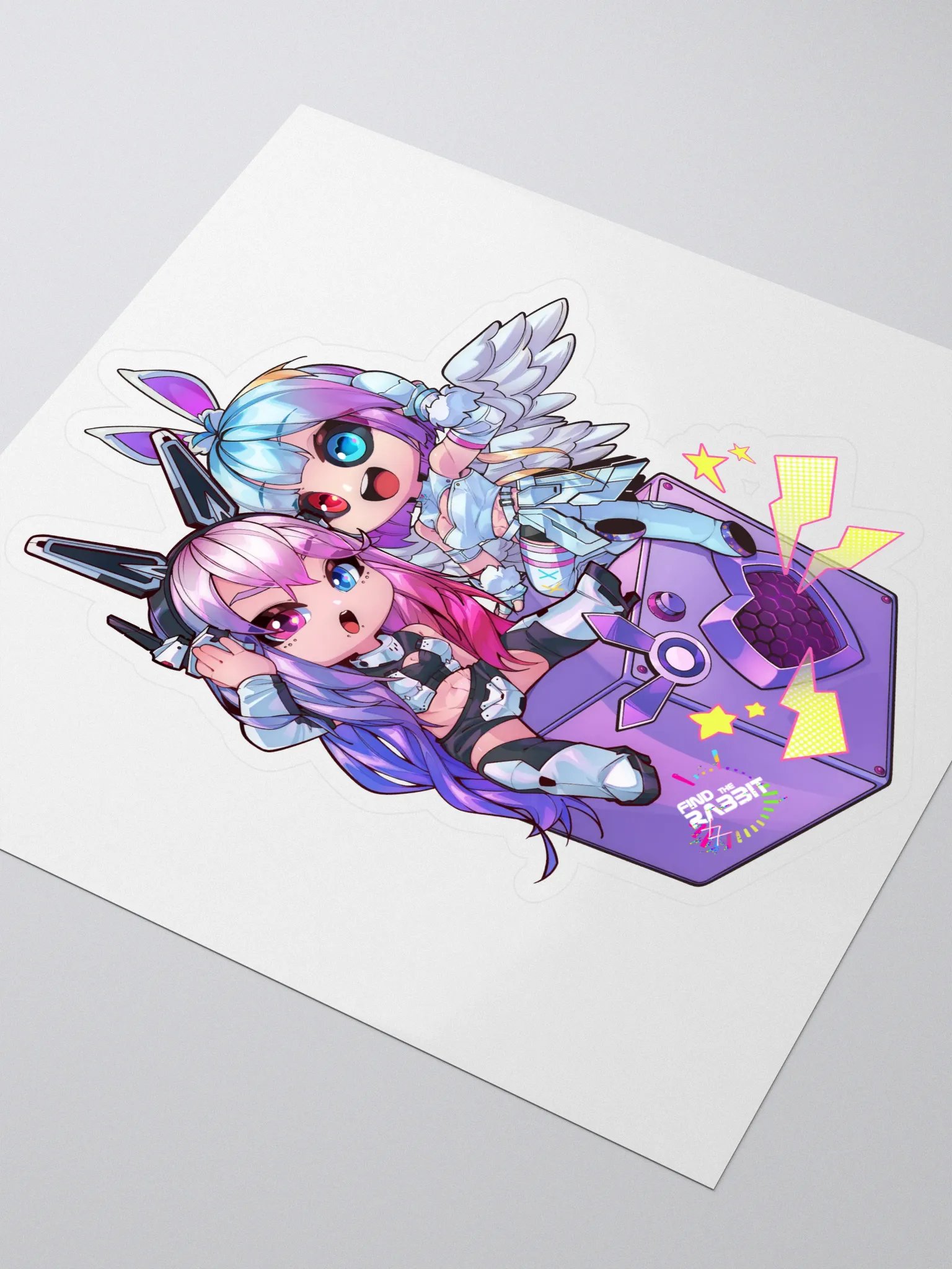 Kiss-Cut Chibi Anime Find the Rabbit OC + VTuber Music Speaker sticker product image (3)