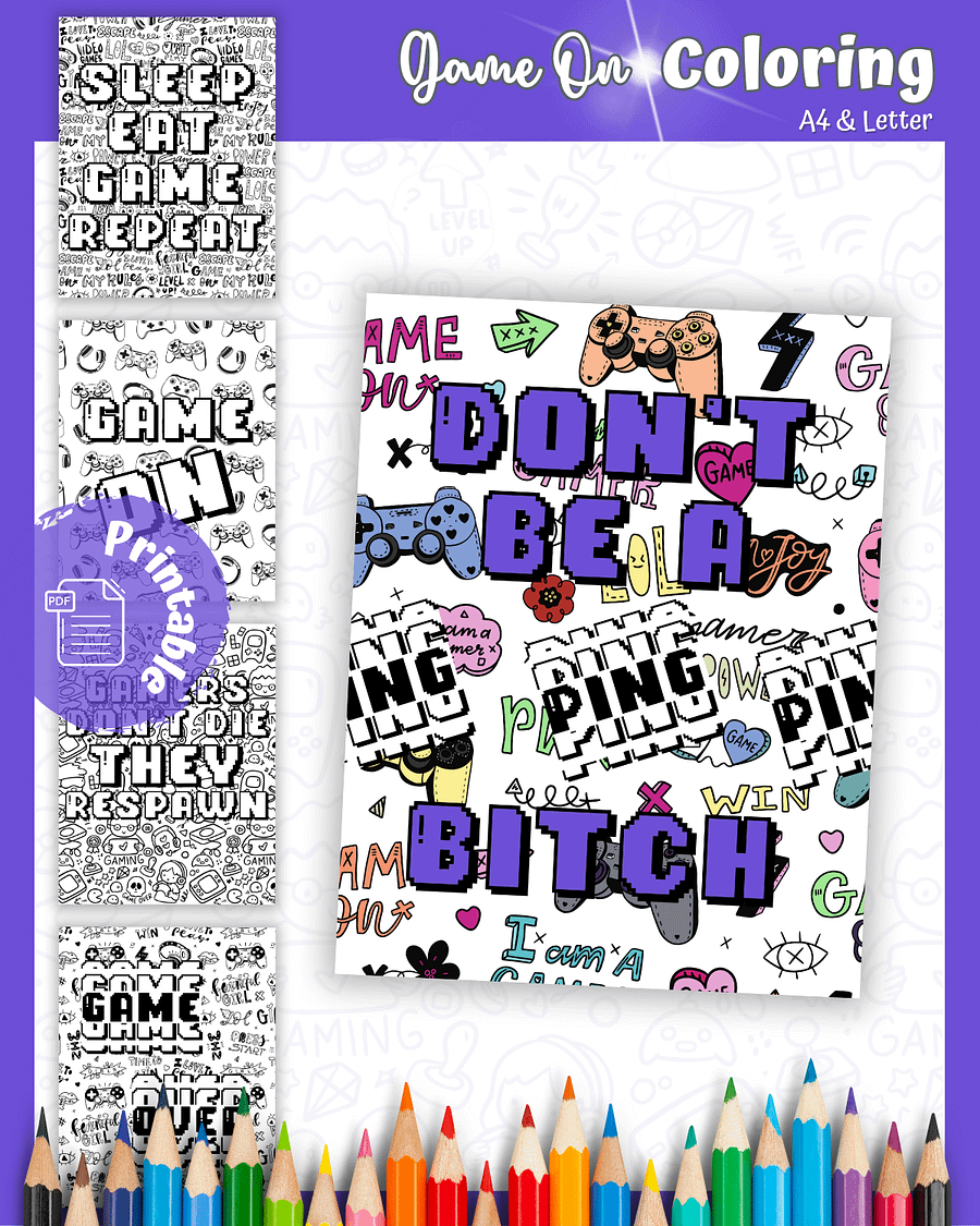 Get Your Game On - Gaming Fun Coloring Pages product image (1)