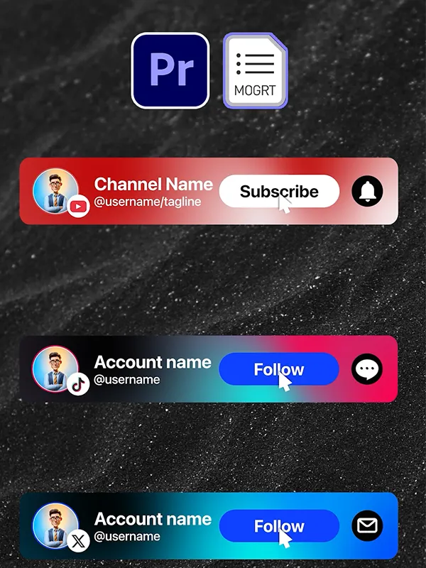Social Media Lower Thirds Motion Graphics Pack (MOGRT) for Premiere Pro product image (2)