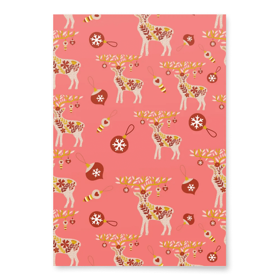 Reindeer& Ornament Wrapping Paper - Red product image (3)