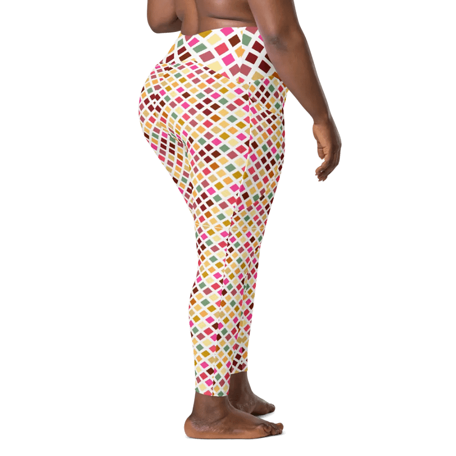 Colorful Square Pattern Design Leggings with Pocket - v4 product image (3)