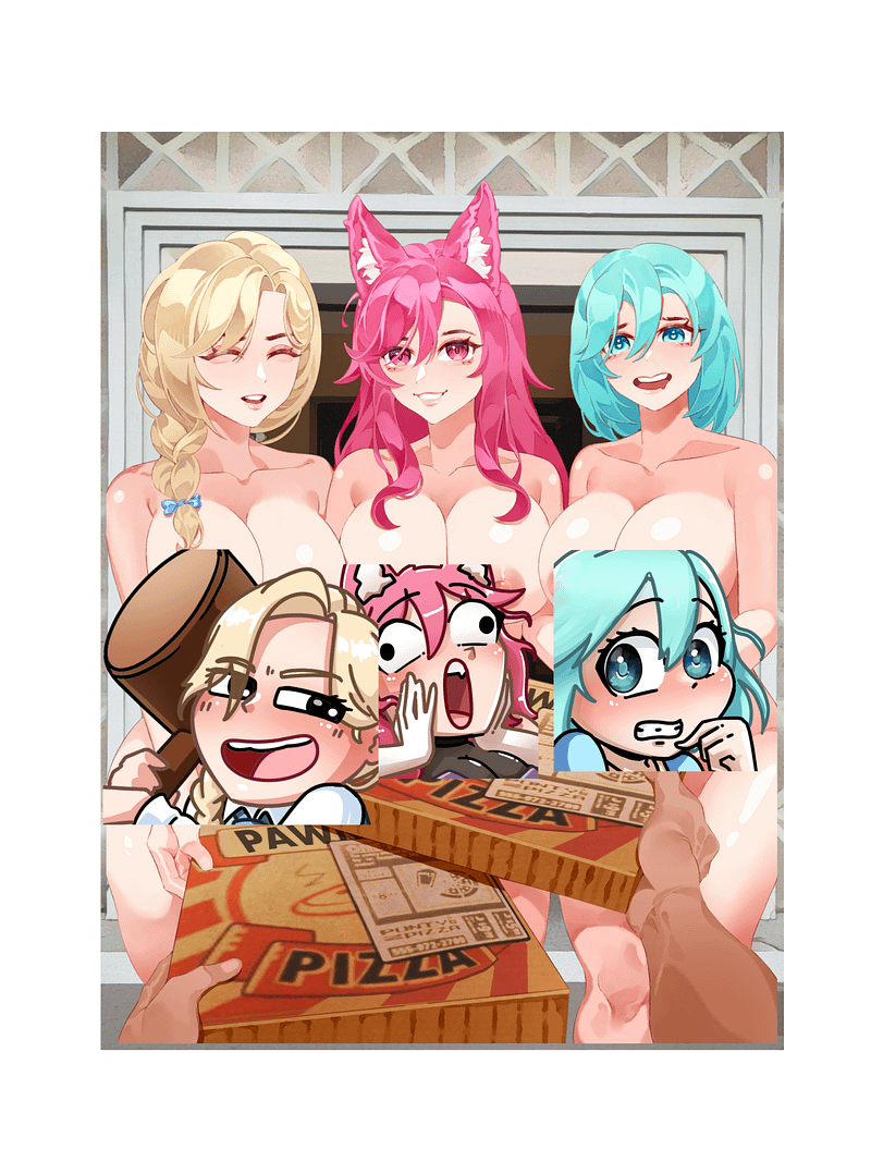 Cynthia, Akihiko, & Selphie - Ordering Pizzas for Ladies Night - NSFW - FRAMED