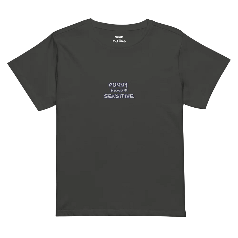 FUNNY *and* SENSITIVE (lined design) embroidered waist length t-shirt product image (21)
