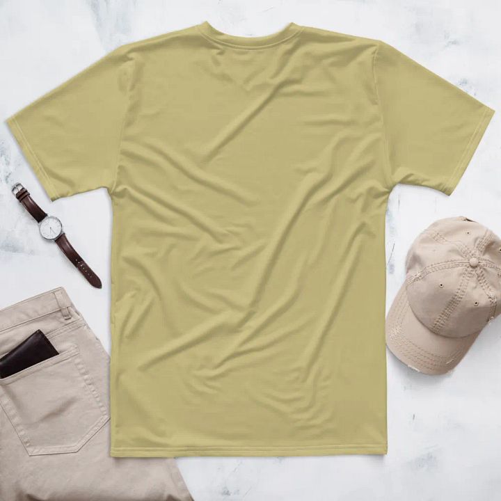 Plain Medium Yellow Soft Summer Men's Crewneck Polyester Heavyweight Premium T-Shirt by Treasure Pie product image (2)