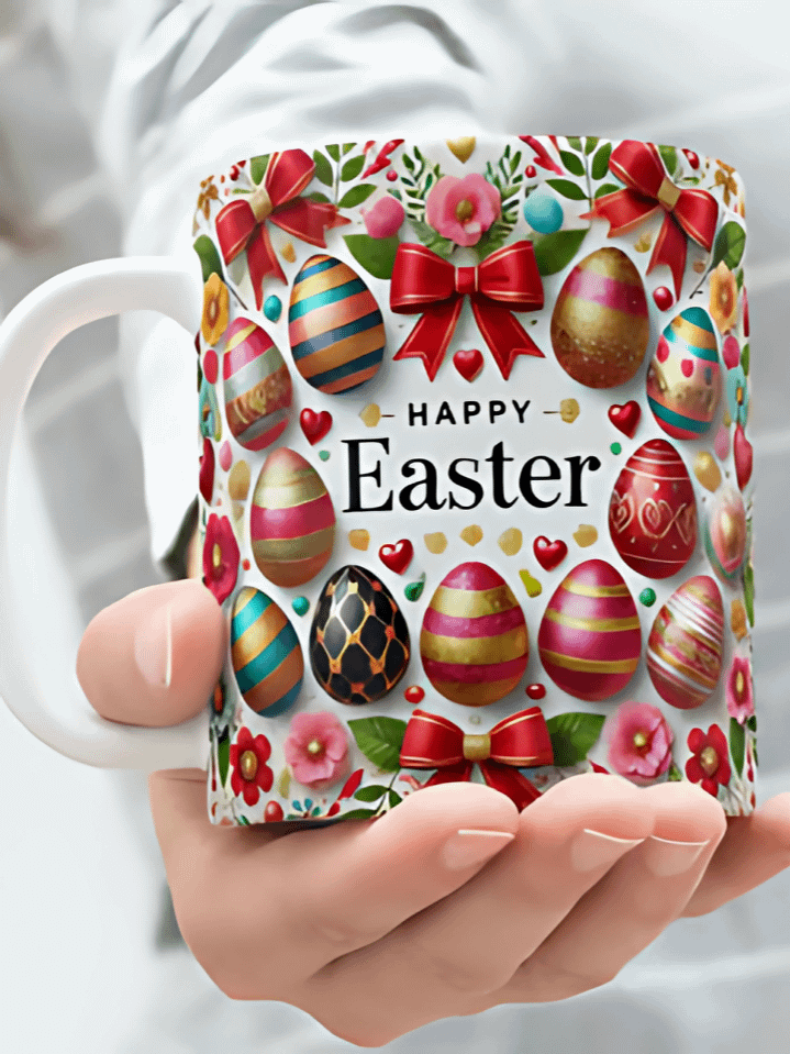 3D Happy Easter Mug Wrap Design – Realistic Holiday Elements Sublimation PNG – Fits 11oz & 15oz Mugs – Festive Spring Look – Instant Digital Download – 300 DPI product image (1)