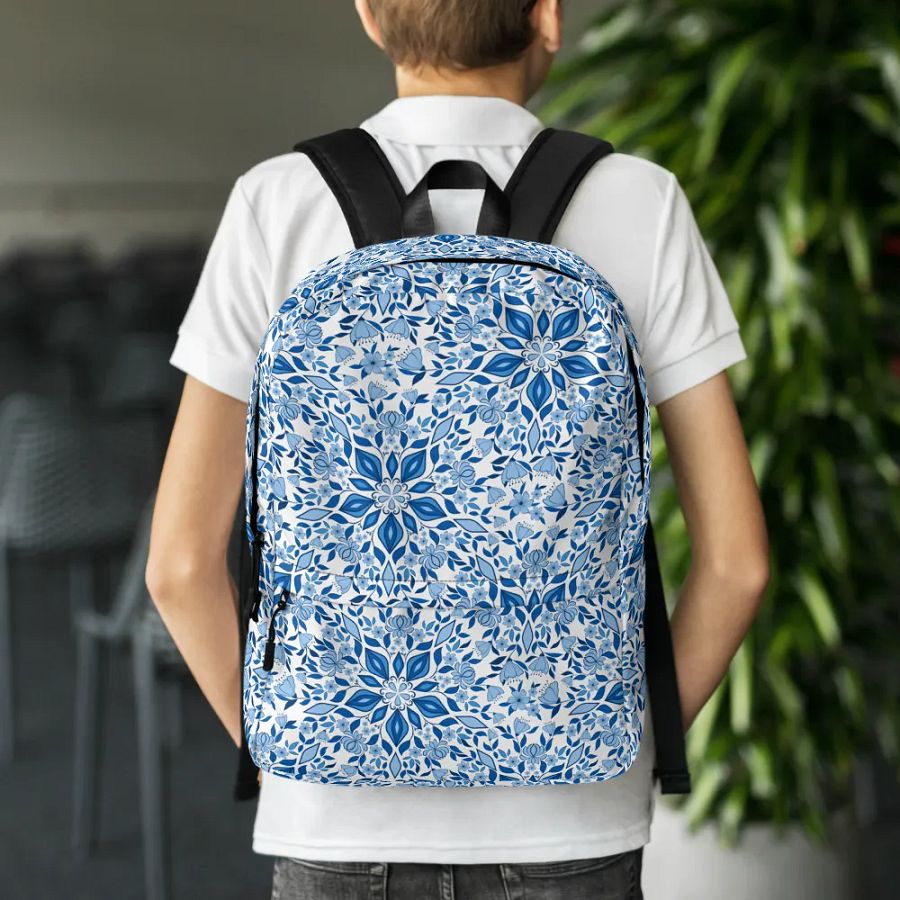 Blue Flower Kaleidoscope Backpack product image (2)