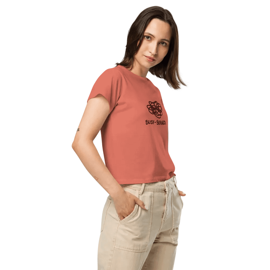 BUSY-BRAINED (maroon design) printed waist-length tee product image (10)