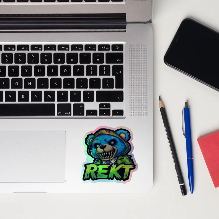 Aggressive Blue Bear REKT Holographic Sticker Sheet product image (12)