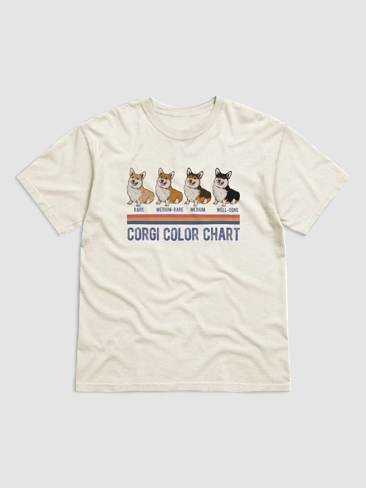 Welsh Corgi Color Chart T-Shirt | Funny Retro-Style Corgi Color Types Using Steak Colors for Reference product image (7)