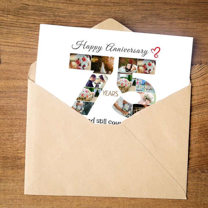 75 Year Anniversary Photo Card Editable Canva Template product image (2)