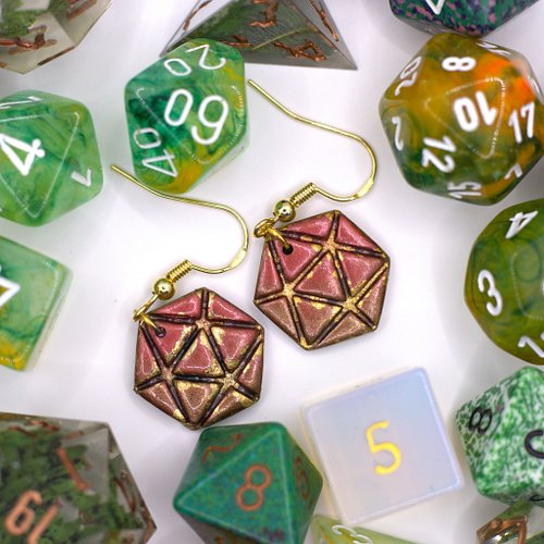 D20 dice earrings are available now to purchase online! I'll have them with me at my final Farmer's Market of the season on O...