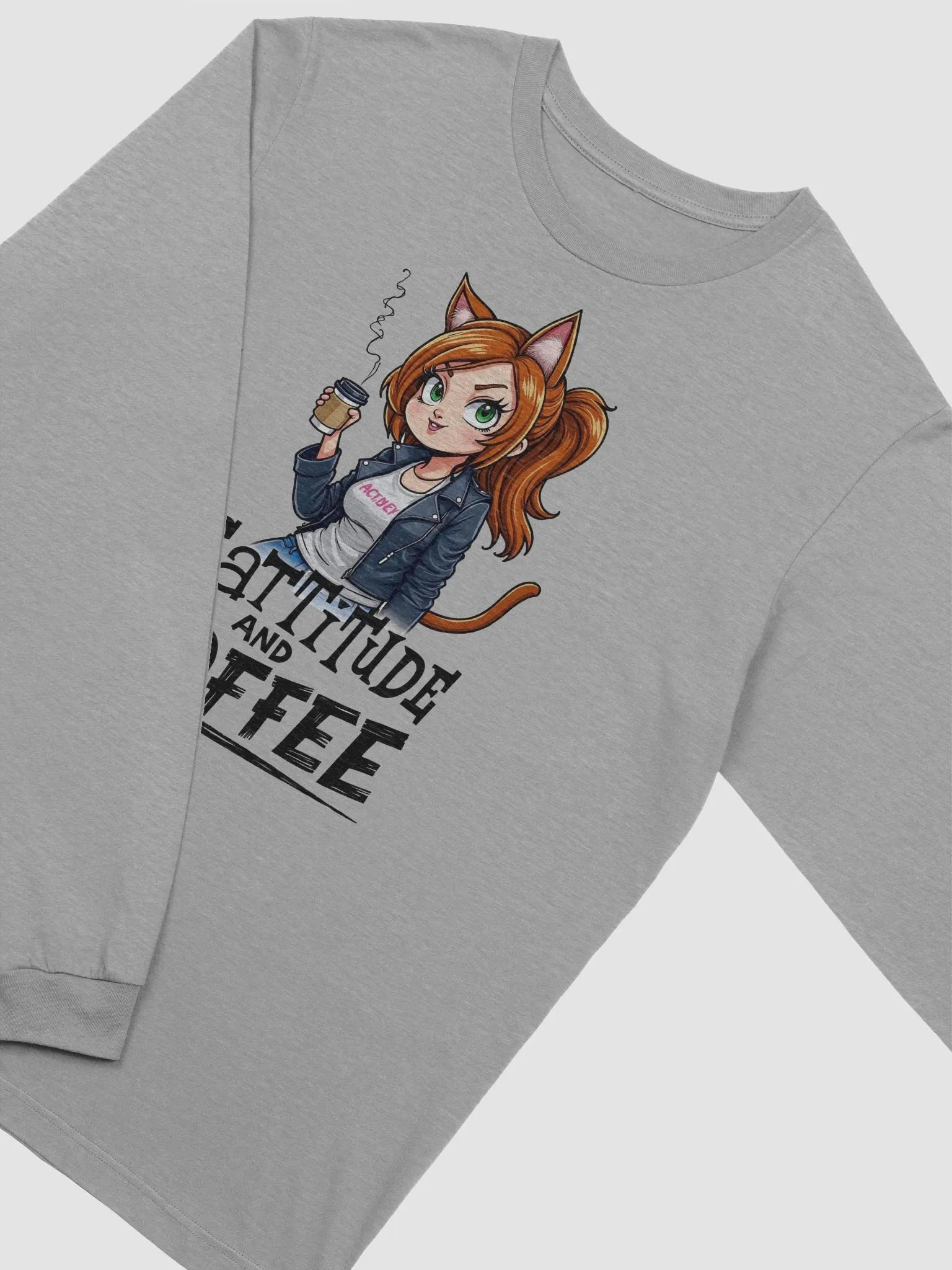 CATtitude and COFFEE Long Sleeve Tee product image (21)