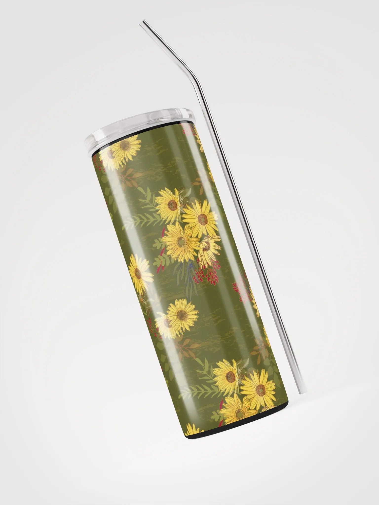 Helianthus Sunflower 20-ounce Stainless Steel Tumbler with Straw - Green product image (10)