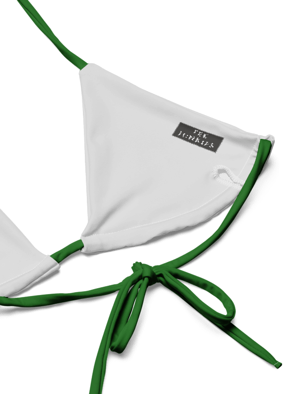 Low Rise Cheeky String Bikini, Green Top, White Bottoms product image (7)